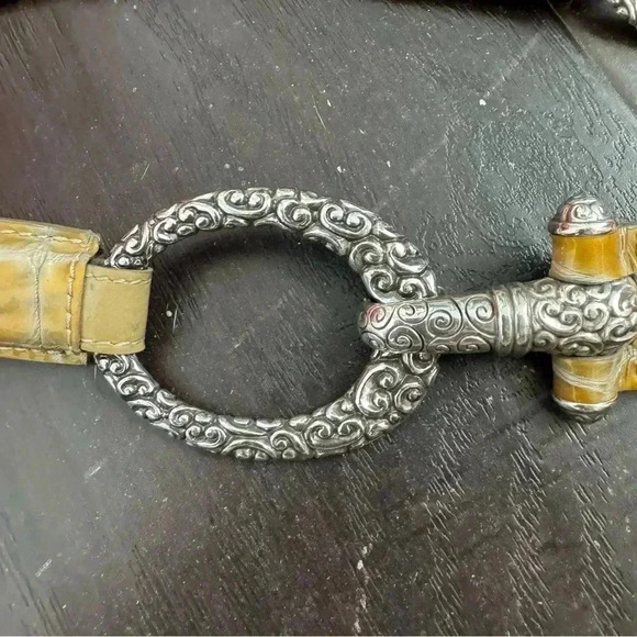 Vintage Brighton croc patent leather western latch belt Y2K boho 34 cowgirl - Picture 3 of 8